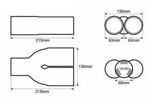 KOŃCÓWKA TŁUMIKA 2x63mm BM SPORT KOŃCÓWKA TŁUMIKA 2x63mm BM SPORT