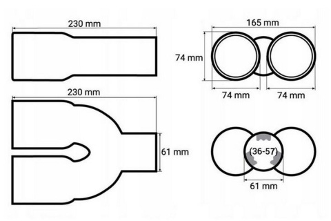 KOŃCÓWKA TŁUMIKA 2x74mm BM SPORT KOŃCÓWKA TŁUMIKA 2x74mm BM SPORT