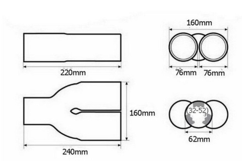 KOŃCÓWKA TŁUMIKA 2x76mm BM SPORT KOŃCÓWKA TŁUMIKA 2x76mm BM SPORT